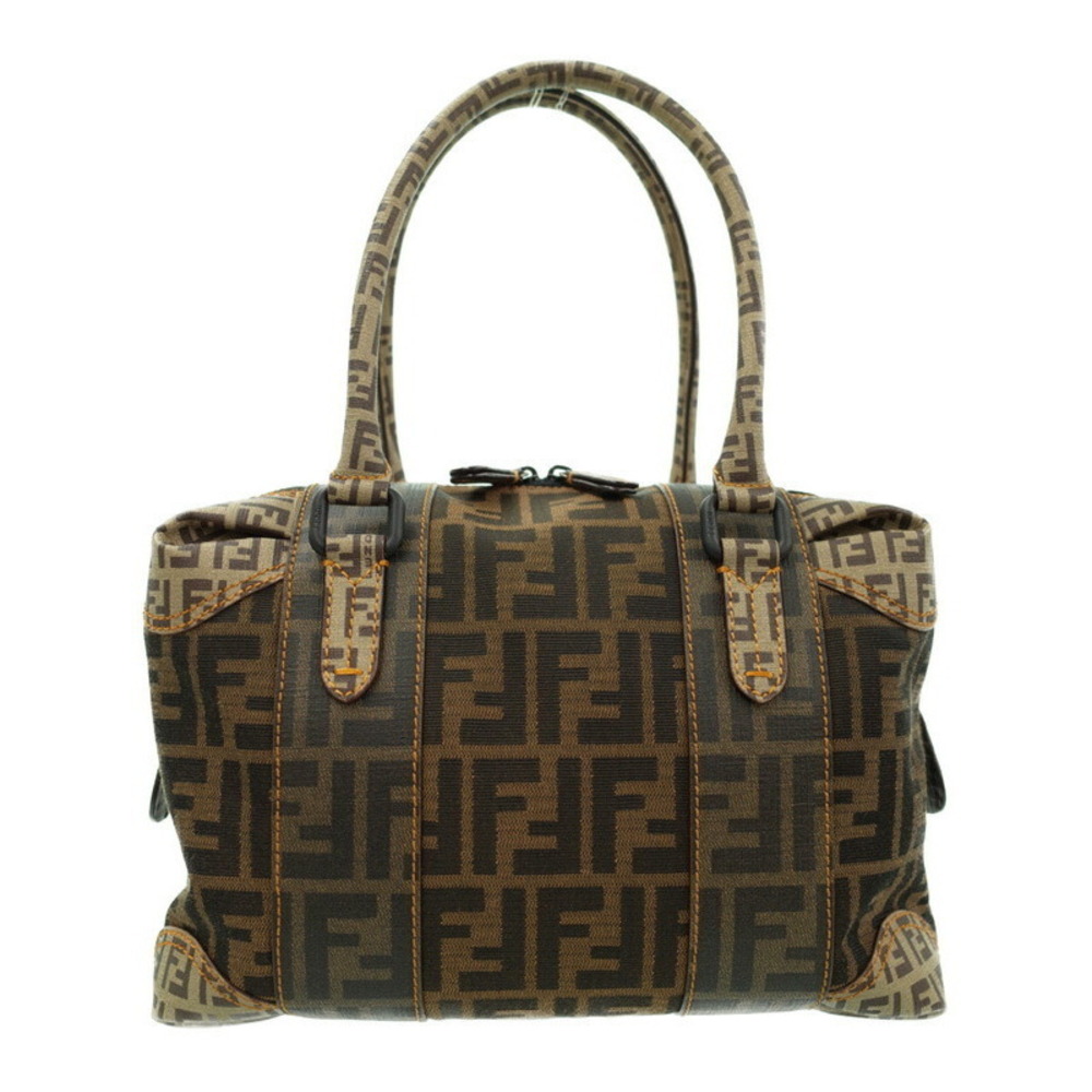 FENDI Zucca Boston Bag Handbag Brown